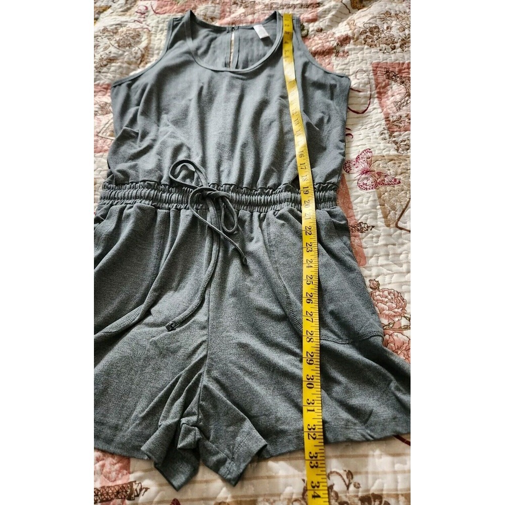 Marika Womens Sleeveless Scoop Neck‎ Stretch Active Romper Shorts Pockets Sz L - Picture 7 of 9